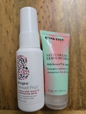 Briogeo Farewell Frizz Spray & Eva NYC Satin Dream Leave In Cream Travel Size